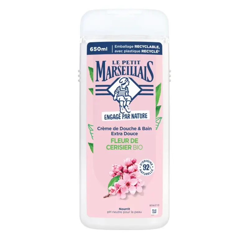 Le Petit Marseillais Crema de Ducha Extra Suave Flor de Cerezo Bio, 650 ml