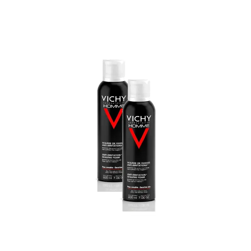 Vichy Homme Espuma De Afeitar Piel Sensible 200 Ml, pack 2