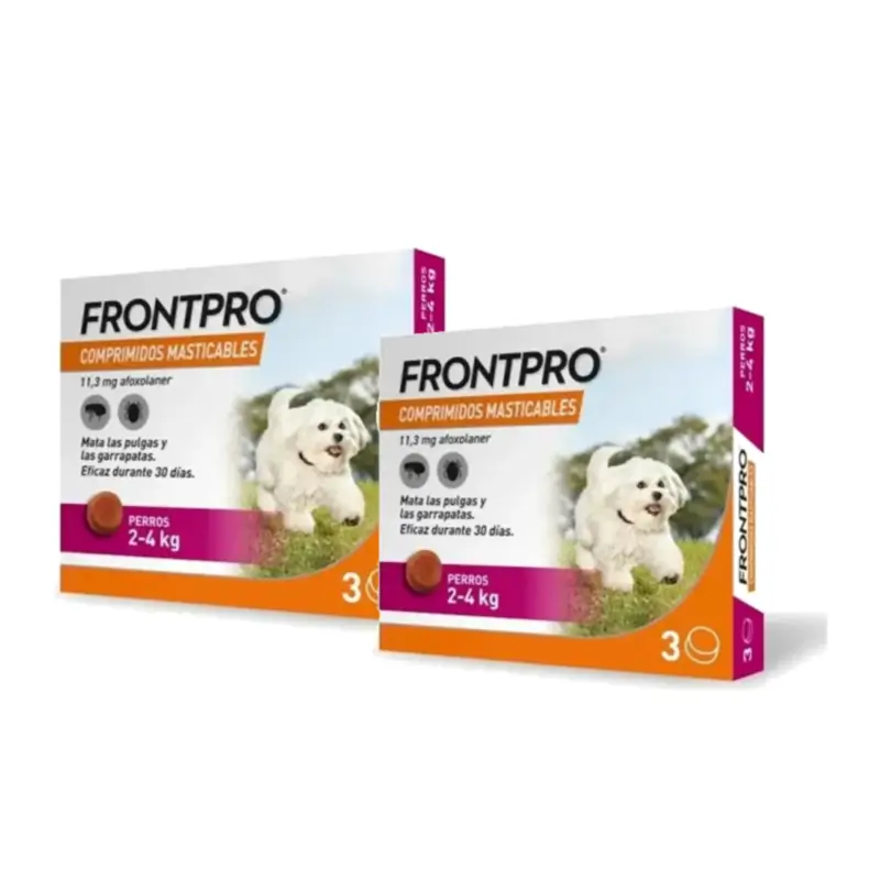 Frontpro Antiparasitario Para Perros 2-4 Kg (S), Pack 2 x 3 Comprimidos Masticables