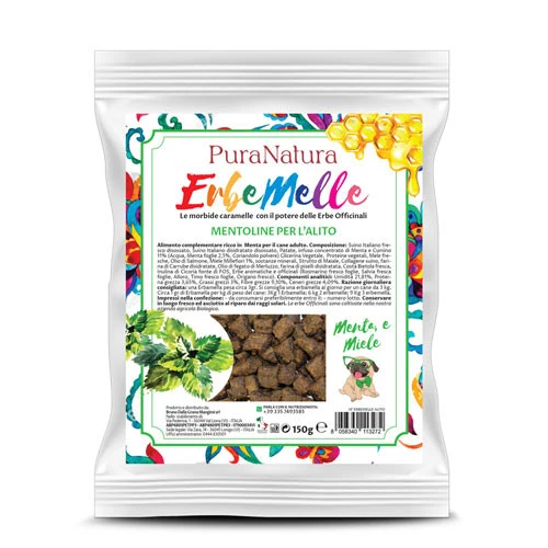 Pura Natura Dalla Grana Erbemelle Mentoline Snack per Cani