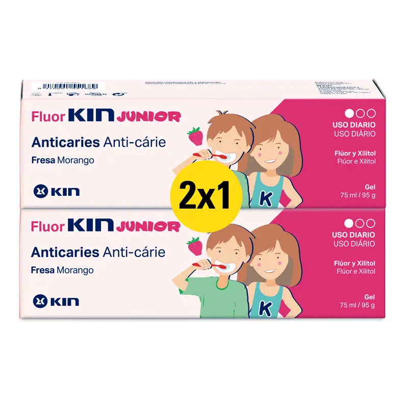 KIN Fluorkin Junior Gel Fresa 75 ml 2X1