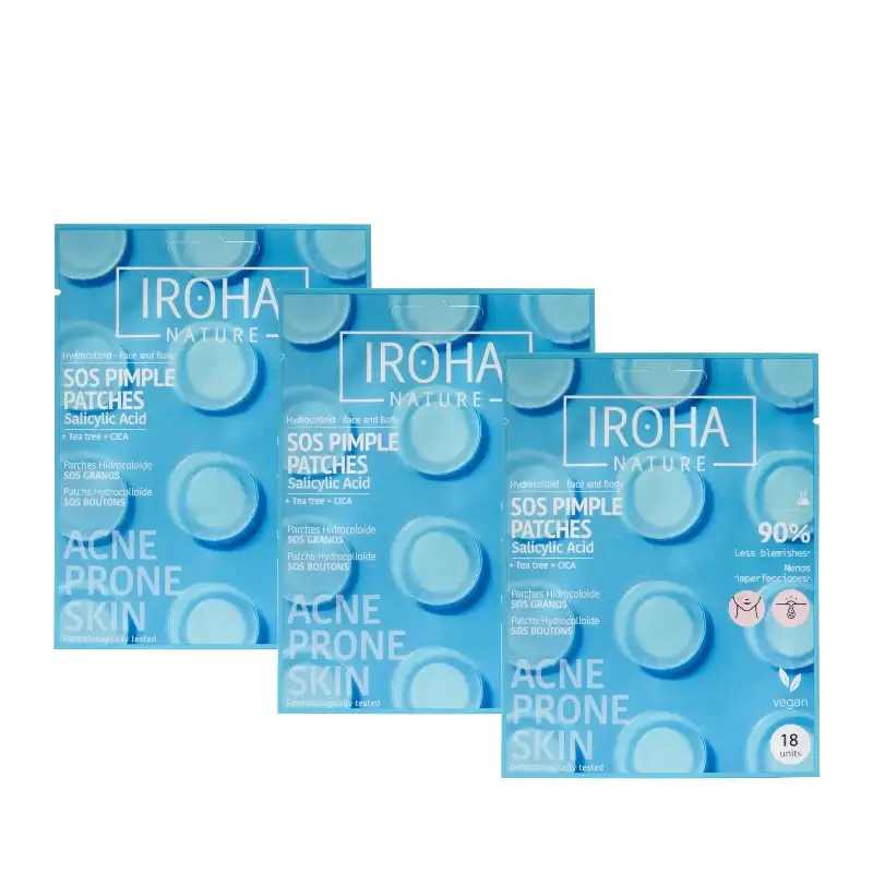 Iroha Nature Parches SOS Granos Ácido Salicílico Pack 3