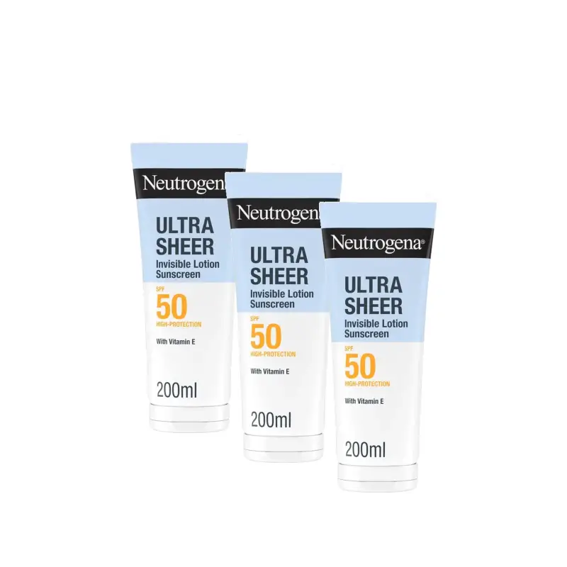 Neutrogena Ultra Sheer Loción Invisible Hidratante Spf50, Pack 3 x 200 ml