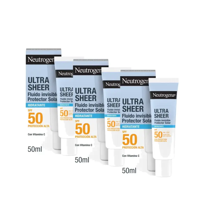 Neutrogena Ultra Sheer Fluido Invisible Hidratante Spf50, Pack 3 x 50 ml