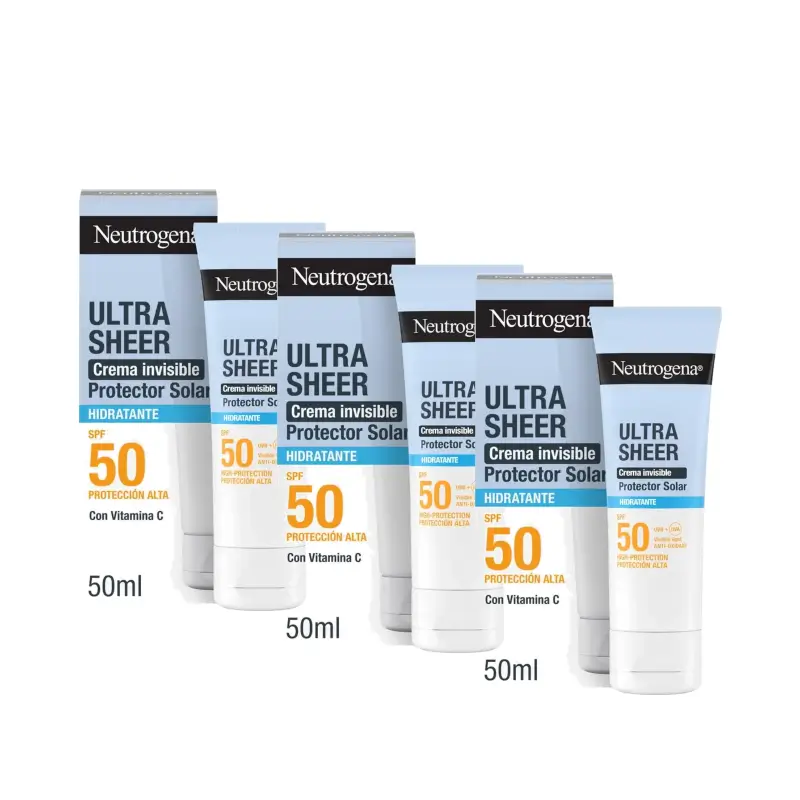 Neutrogena Ultra Sheer Crema Invisible Hidratante Spf50, Pack 3 x 50 ml