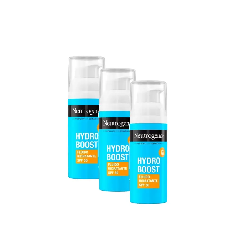 Neutrogena Hydro Boost Crema Fluida Hidratante Facial SPF 50, Pack 3 x 50 ml