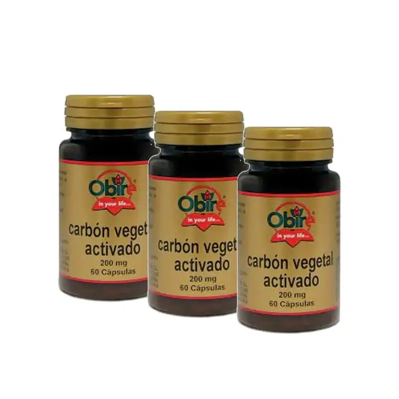 Obire Carbon Vegetal Activado 200 Mg , Pack 3 x 60 cápsulas