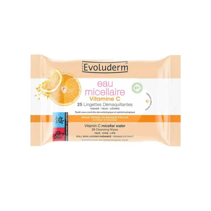 Evoluderm Toallitas Desmaquillantes Vitamina C, 25 pcs