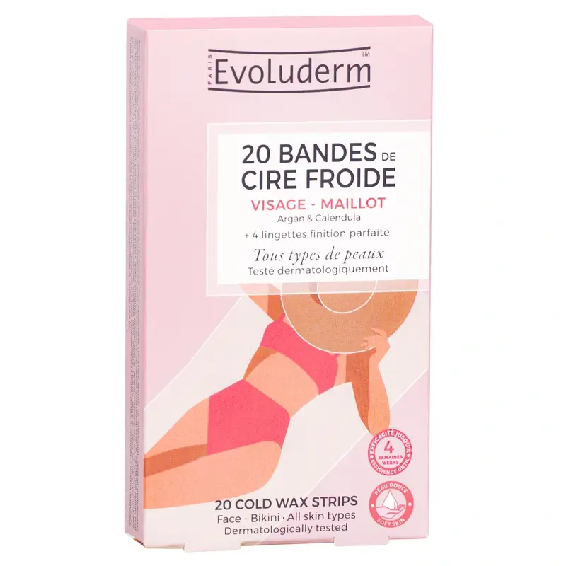 Evoluderm Tiras De Cera Cara, 20 pcs