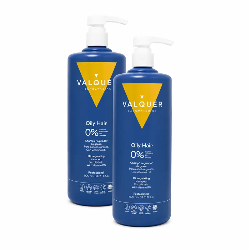 Valquer Hair Care Champu Regulador De Grasa, Pack 2 x 1000 ml