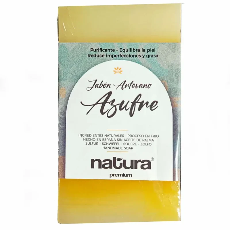 Natura Premium Jabon Facial Artesano Azufre, 107,7 gr