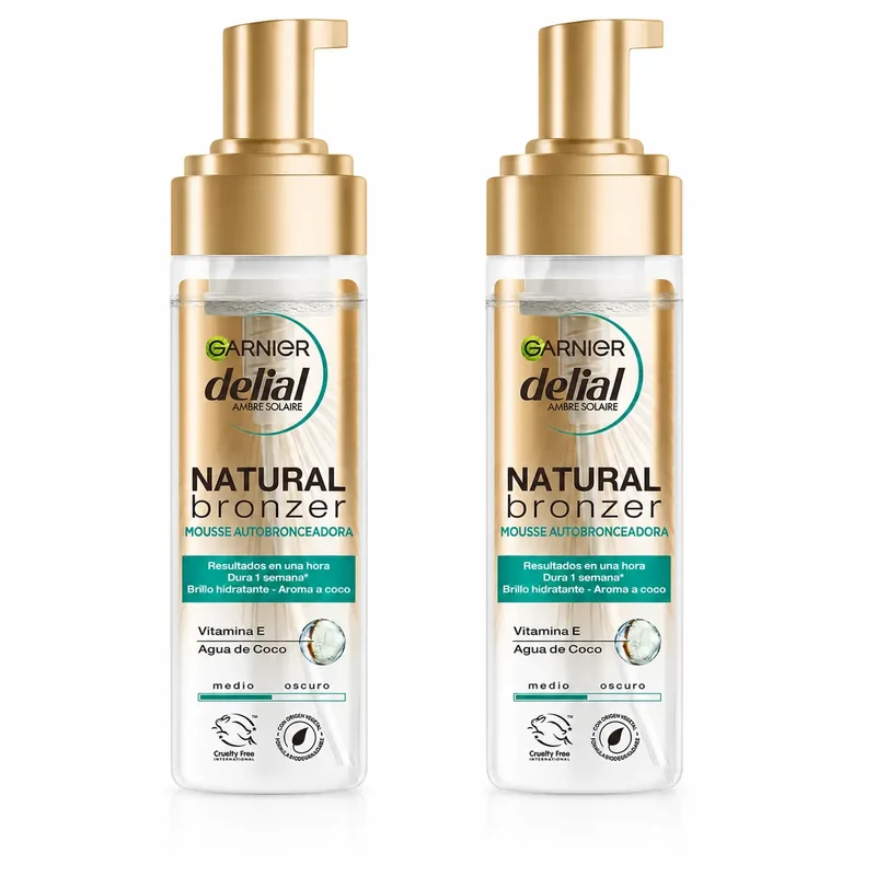 Garnier Delial Mousse Autobronceadora Con Agua De Coco Hidratante 200 Ml , pack 2