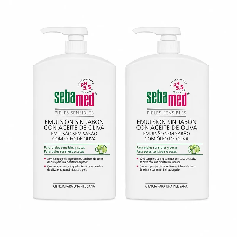 Sebamed Gel Emulsión Sin Jabón Con Aceite De Oliva 1000 Ml , pack 2