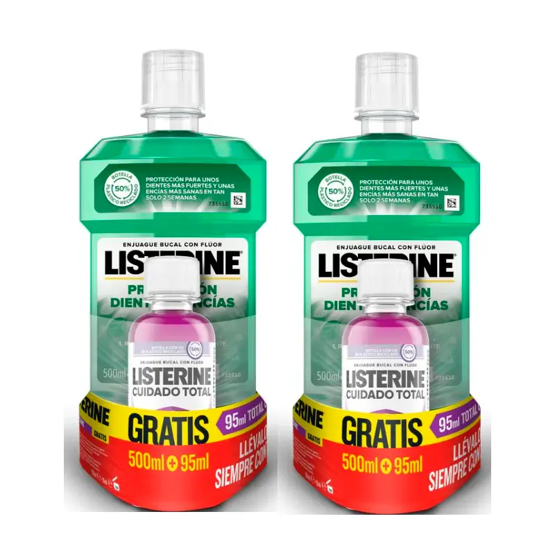 Listerine Duplo Dientes Y Encías, 2 x 500Ml + Ct 95Ml