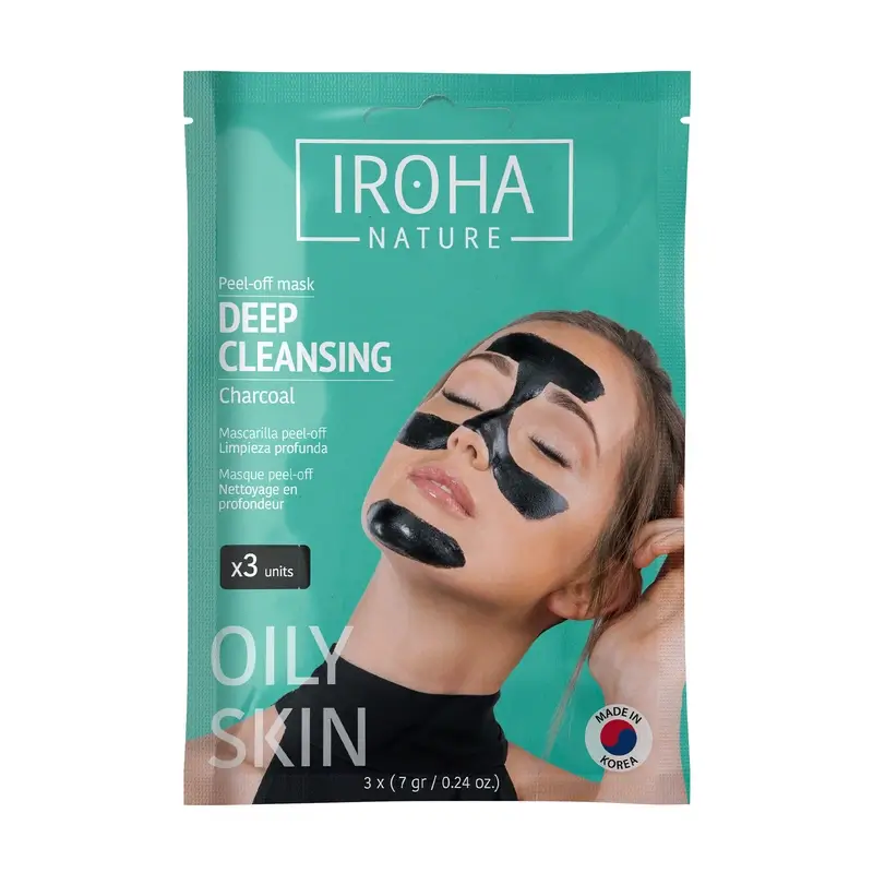 Iroha Nature Mascarilla Peel Off Limpieza Profunda Carbón, 3 Unidades, 1 gramo
