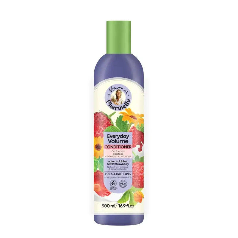Mama Pharmelia Acondicionador De Volumen Diario Leche Cuajada Y Fresa Silvestre, 500Ml