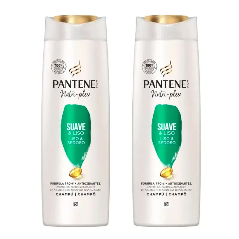 Pantene Nutri Plex Champú Suave Y Liso , Pack 2 x 385Ml