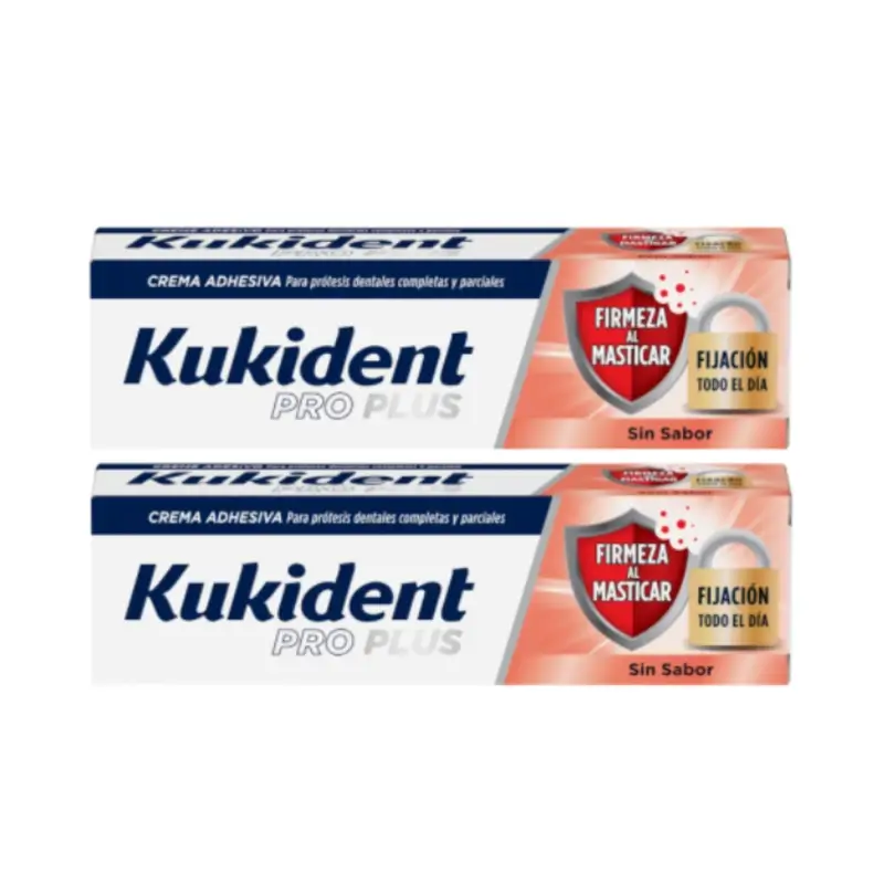 Kukident Pro Plus Sujeción Firmeza Al Masticar 40gr + 40gr