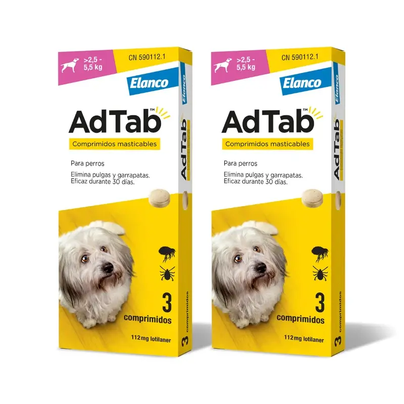 Adtab 112Mg Comp. Masticables Perros 2,5-5,5Kg, 6 Comprimidos