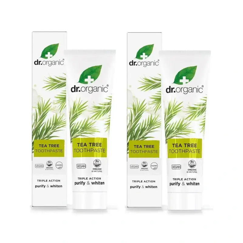 Dr.Organic Árbol De Té Pasta De Dientes Triple Acción, 2X100 Ml