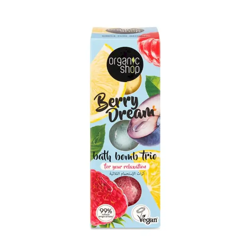Organic Shop Trío De Bombas De Baño Berry Dream, 3 X 85 G
