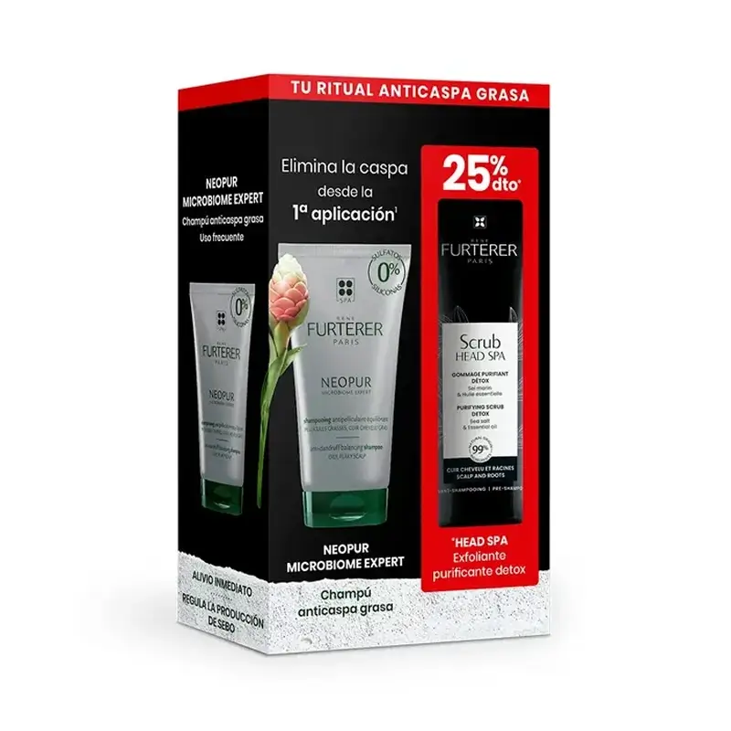 Rene Furterer Neopur Champú Anticaspa Grasa 150Ml + Head Spa Exfoliante Purificante Detox 150Ml