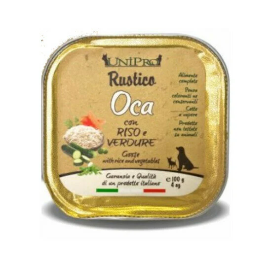 Unipro Rustico Cibo Umido Oca Riso E Verdure Per Cani Vaschetta 100g
