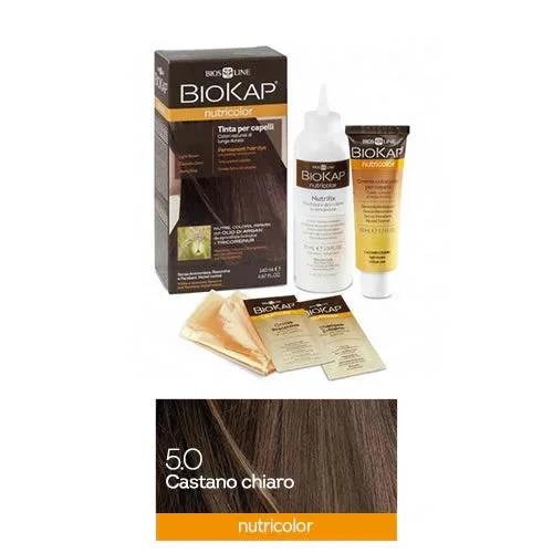 BIOKAP NUTRICOLOR 5,0 CASTANO CHIARO TINTA TUBO + FLACONE
