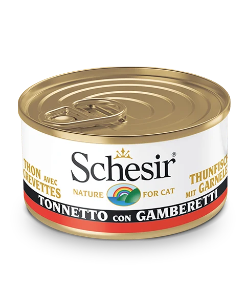Schesir Tonnetto Con Gamberetti Lattina Cibo Umido Gatto Adulto 85 g