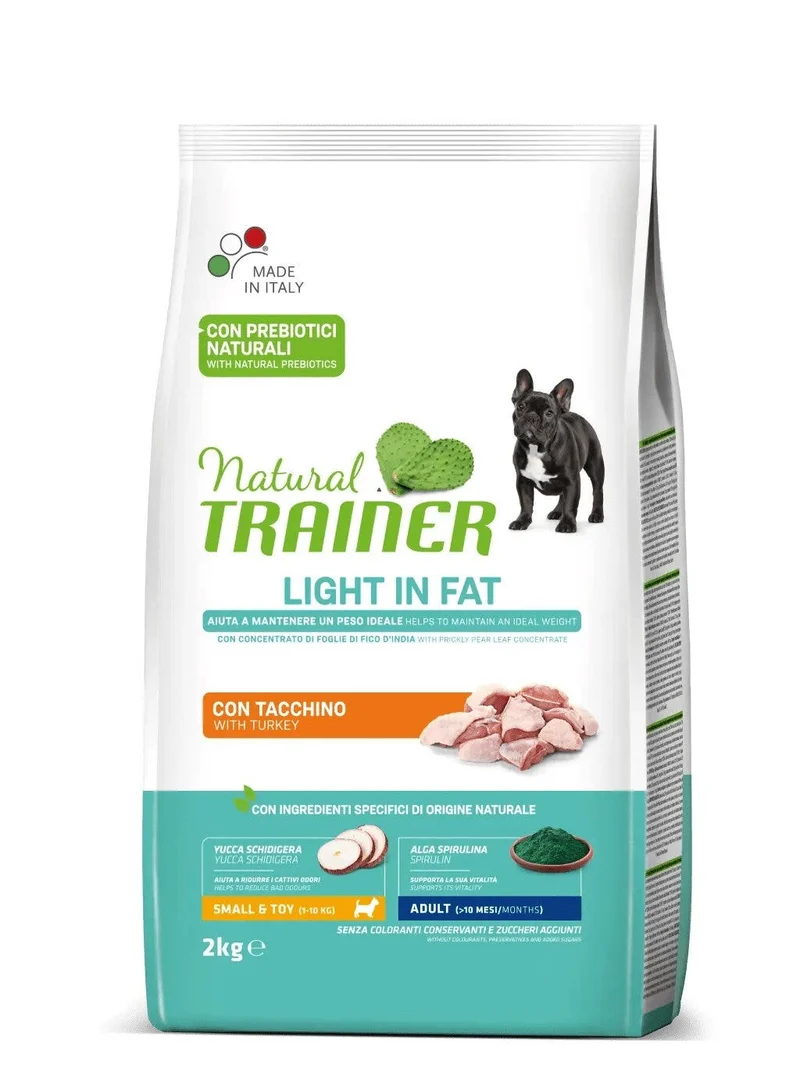 Natural Trainer Light In Fat Crocchette Tacchino Per Cani Adulti Taglia Mini 2kg