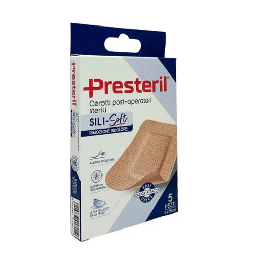 CEROTTO PRESTERIL SILI-SOFT SKIN POST OPERATORIO 5X7,5 CM 5 PEZZI