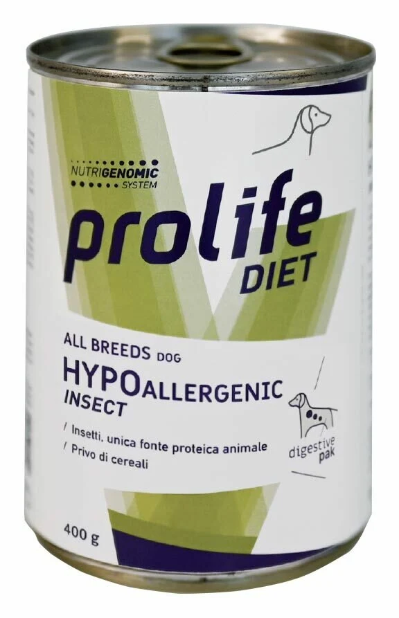 Prolife Dog Diet Wet Hypoallergenic Insect Cibo Umido Per Cani All Breeds Lattina 400g