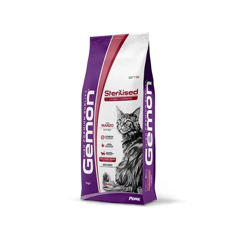Gemon Cat Adult Sterilised Manzo Cibo Secco Per Gatti Adulti Sterilizzati Sacco 7Kg