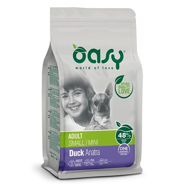 Oasy One Animal Protein Adult Small & Mini Con Anatra Per Cani Adulti 800g
