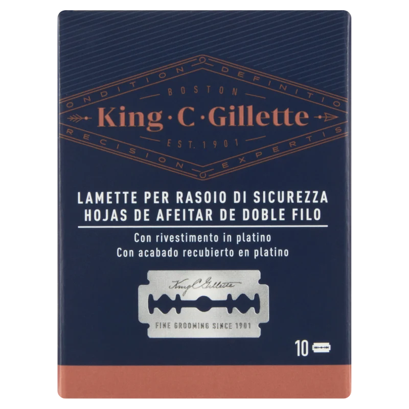 King C. Gillette Lame di Ricambio per Rasoio di Sicurezza da Uomo 10 Ricariche