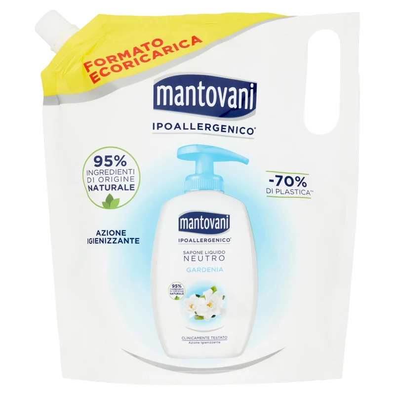 mantovani Sapone Liquido Neutro Gardenia Formato Ecoricarica 750 ml