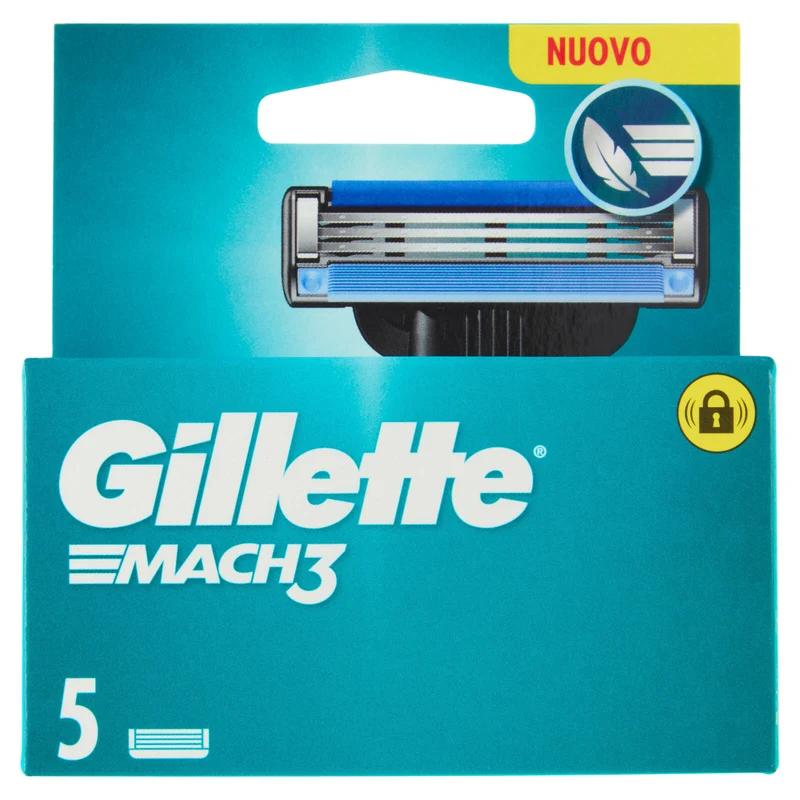 Gillette Mach3 Lamette di ricambio per Rasoio da Uomo, 5 Ricariche
