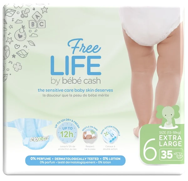 Freelife by bebecash pants xl taglia 6 17 kg+ girovita fino a 72 cm 18 pezzi