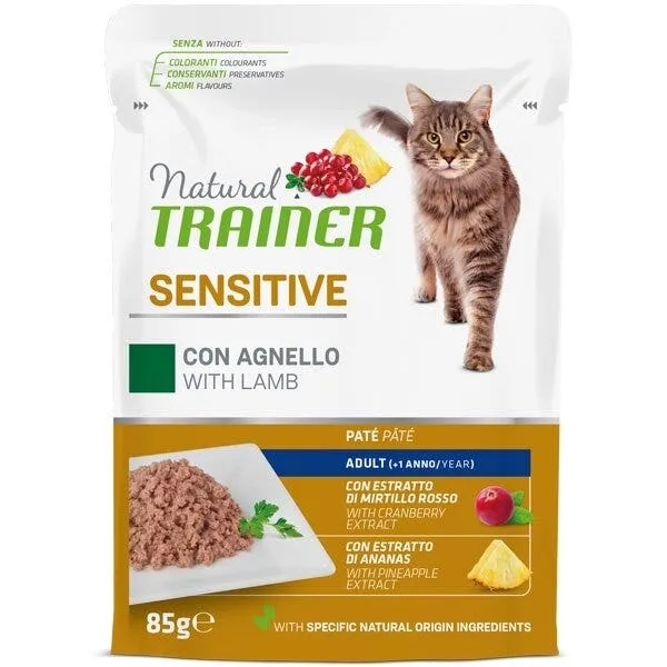 Natural Trainer Gatto Sensitive Adult con Agnello Paté 85g