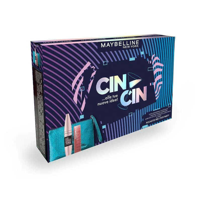 Maybelline New York Coffret Occhi Ciglia Sensazionali Intense Black + Rossetto Vinyl Ink 35