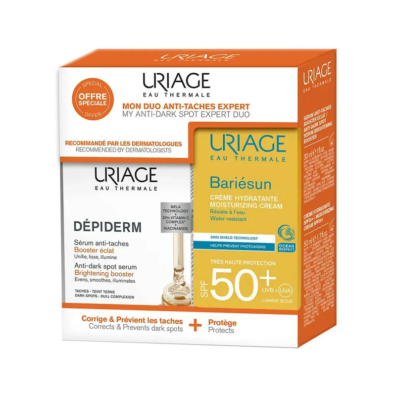 Uriage Cofanetto Depiderm Siero Anti-Macchie 30ml + Bariesun Crema SPF50+ 50ml