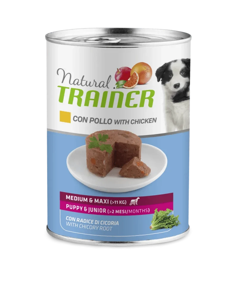 Natural Trainer Maintenance Medium E Maxi Per Cani Cuccioli Umido Pollo Lattina 400g