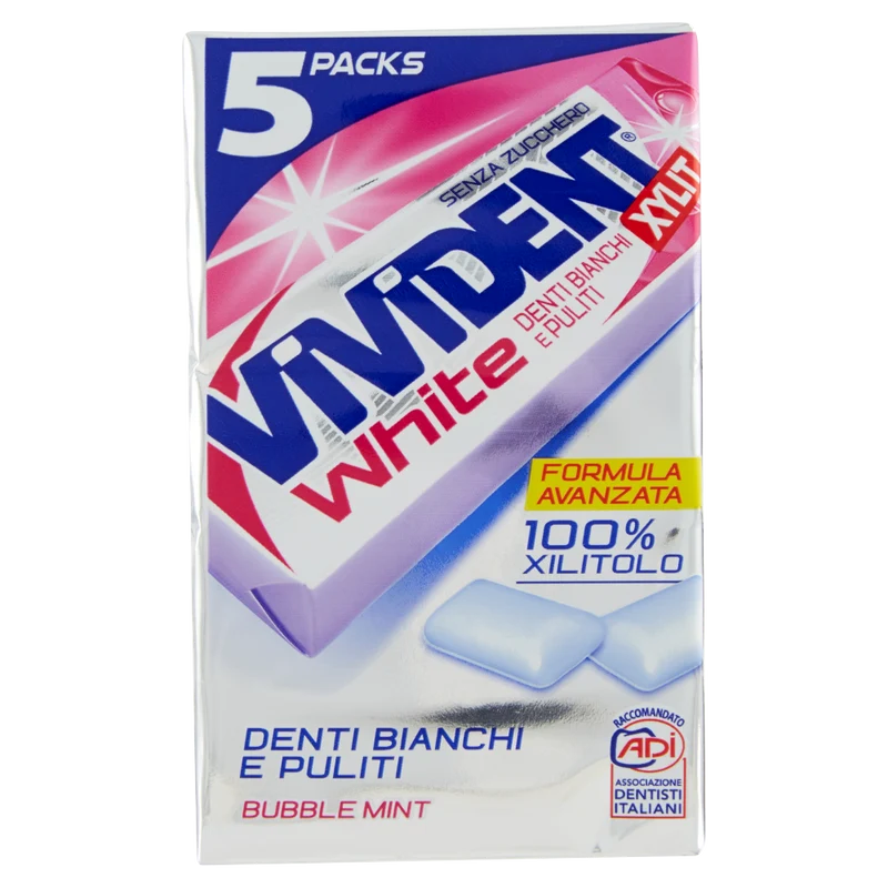 Vivident Xylit White Bubble Mint 5 Packs 67,5 g