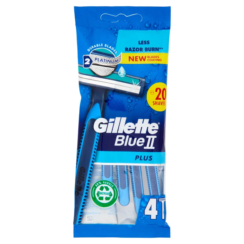 Gillette Blue II Plus Rasoio da Uomo Usa e Getta a 2 Lame, 4 Rasoi