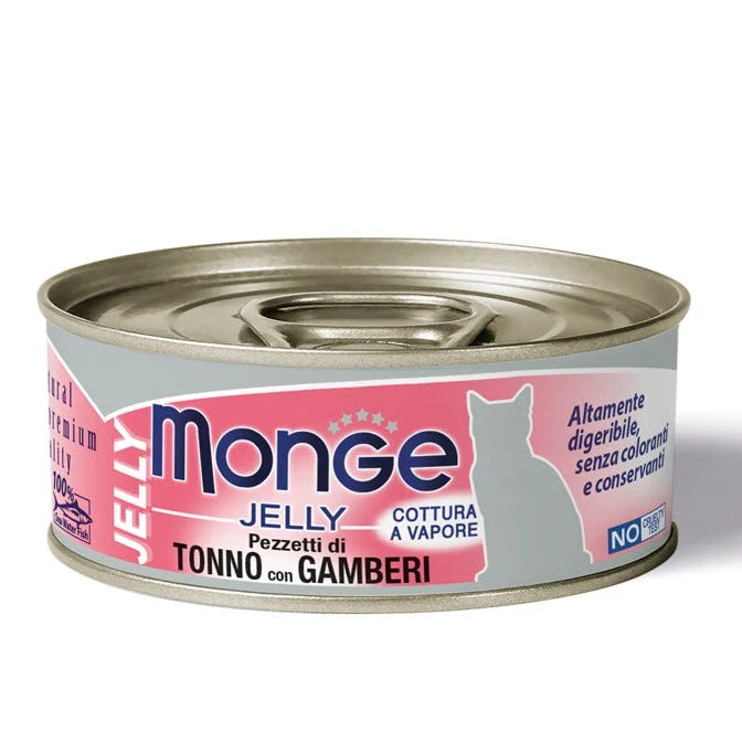 Monge Jelly Pezzetti Di Tonno Del Pacifico E Gamberi Cibo Umido Per Gatti Adulti 80g