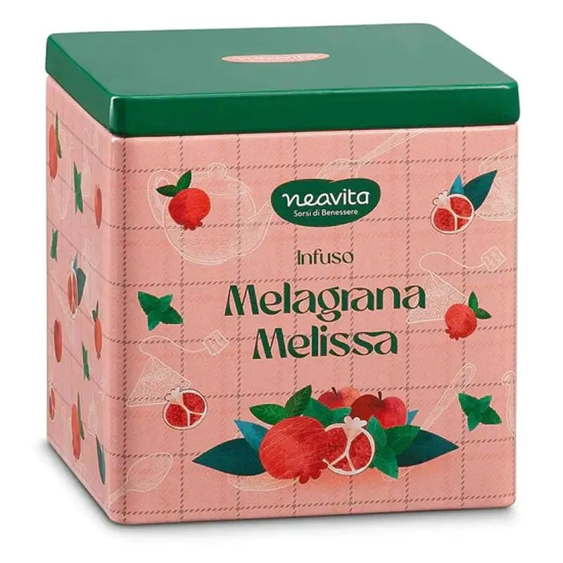 Neavita Infuso Melagrana E Melissa Bio 10 Filtroscrigno In Square Tin Happy Fruits Rosa