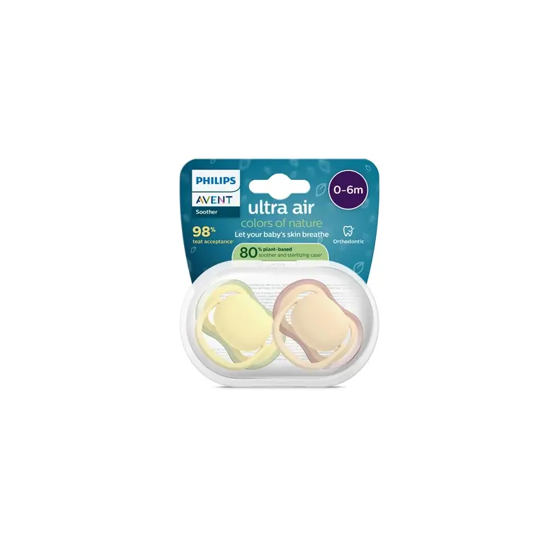 Philips Avent 2 chupetes ultra air colours of nature 0-6m neutral