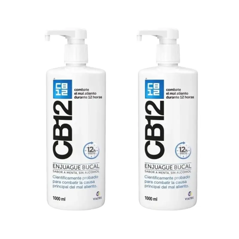 Cb12 Mint Enjuague Bucal Halitosis Sabor Menta, 2X1000 Ml