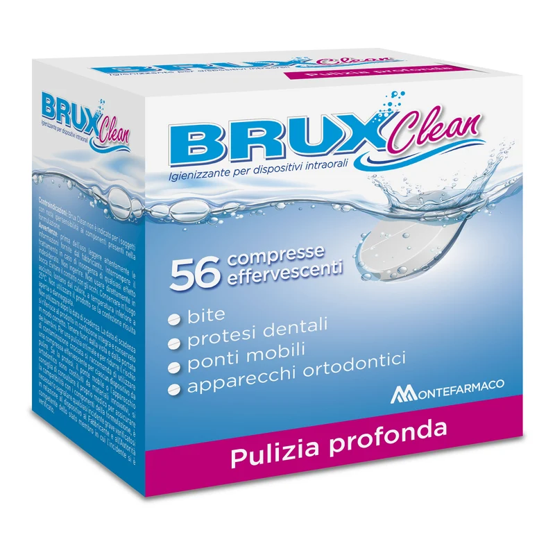 Brux Clean Igienizzante per Bite, Protesi Dentali e Apparecchi Ortodontici 56 Compresse