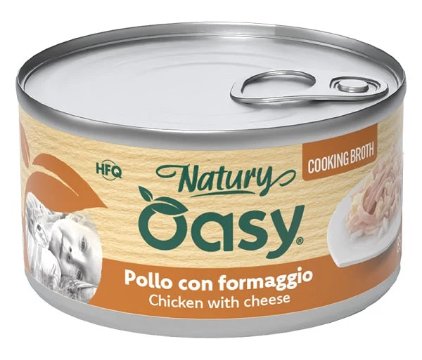Oasy Wet Cat Natury Cooking Broth Pollo con Formaggio Lattina 85 g